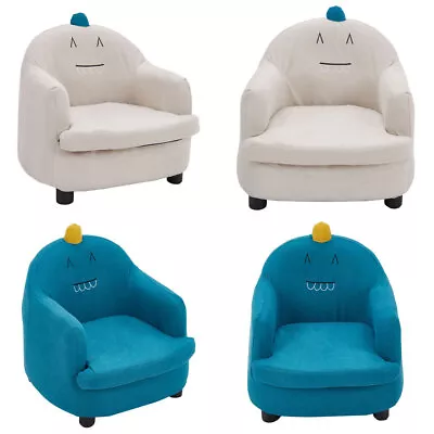 Cute Kids Armchair Cartoon Linen Fabric Upholstered Sofa Chair Bedroom Playroom • £43.95
