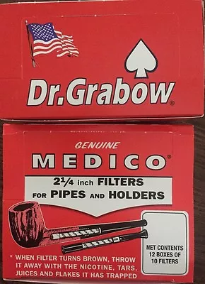 Dr Grabow & Medico Tobacco Pipe & Cigar Holder Filters NEW 2 1/4  - 1 Box Each • $44.44