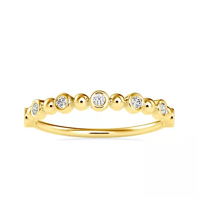 Natural Diamond 14k Solid Gold Bead & Bezel Set Stackable 7 Stone Ring For Women • $509.53