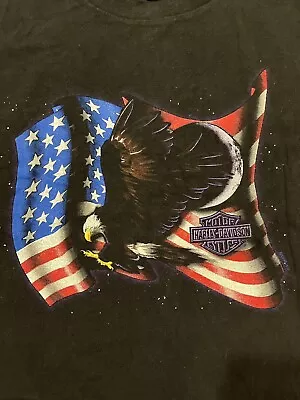Vtg Harley Davidson Eagle American Flag Honolulu Hawaii Graphic T Shirt Large • $22