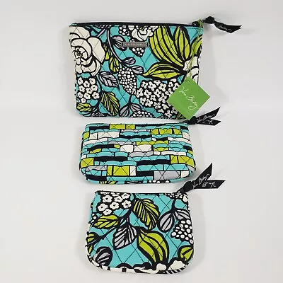 Vera Bradley Island Blooms COSMETIC TRIO Set Of 3 Travel Zip Organizer Cases • $33.96