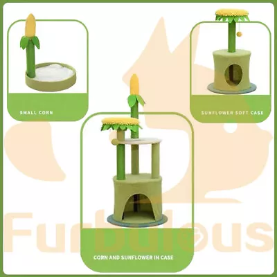 Cat Tree With Scratcher Pole Cat Tower With Hidaway Cat Bed Furbulous CatTree • $59.95