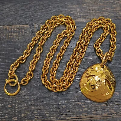 CHANEL Gold Plated CC Logos Charm Vintage Chain Necklace Pendant #317c Rise-on • £593.94