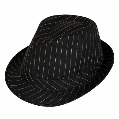 £7.45 • Buy Adult Deluxe Pinstripe FEDORA HAT Fancy Dress Accessory Gangster Bugsy Malone