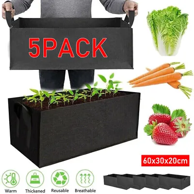 5x Large Plant Grow Bags Potato Fruit Vegetable Garden Planter Growing Bag Black • £11.99