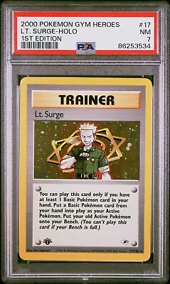 PSA 7 NM Lt. Surge Holo #17/132 2000 Gym Heroes 1st Edition Pokémon • $40