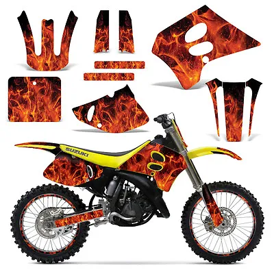 Decal Graphic Kit Backgrounds Suzuki RM125 RM250 125 250 Dirt Bike 93-95 ICE ORG • $79.95