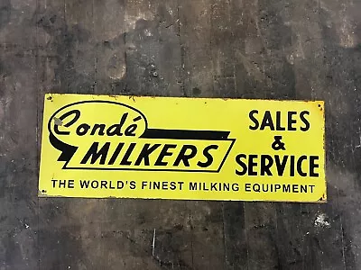 Conde Milker Sign Dairy Bottle Cow Milk Farm Vintage Antique Oil Can Feed Purina • $1