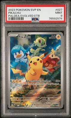 2023 Pokemon PSA 9 MINT Pikachu Black Star Promo SVP EN 027 Paldea Evolved • $19.95