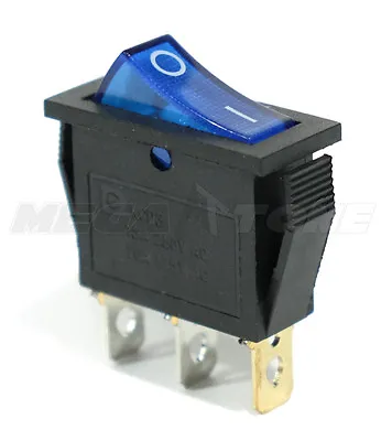 (1 PC) SPST On/Off 3 Pin Rocker Switch W/ BLUE Neon Lamp 20A/125VAC. USA SELLER! • $2.39