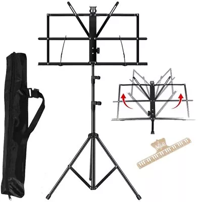 2-in- 1 Music Stand Portable Folding Sheet Music Stand Adjustable Music Sheet... • $22.58