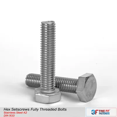 M14 - 14mm STAINLESS HEX HEAD SET SCREWS FULLY THREADED HEXAGON BOLTS - DIN933 • £243.79