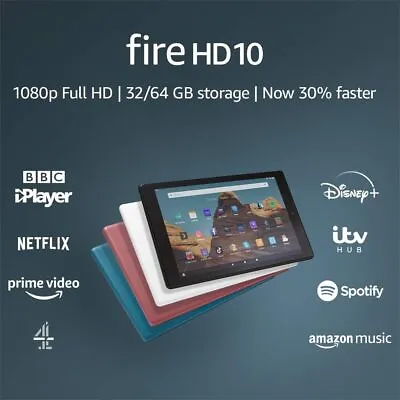 Amazon Fire HD 10 Tablet 10.1  1080p Full HD 32 GB (9th Gen.) With Ads UK Stock • £69.95