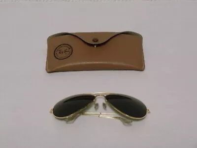 B&L Ray Ban Vintage 80's AVIATORS GOLD 64mm Large Sunglasses  64[]14 USA W/ CASE • $129.99