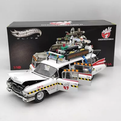 HOT WHEELS X5470 1/18 Cadillac Ghostbusters II ECTO 1A Elite Diecast Model Car • £158.40