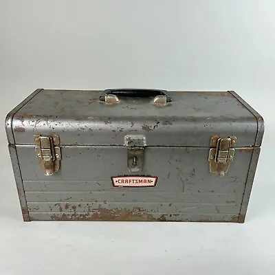 Vintage Sears Craftsman USA Gray Mechanics Tool Box 18 ×9 ×8  & Red Tray • $23.75