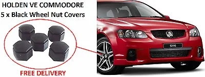 5 X Black Wheel Nut Covers To Suite Holden VE Commodore • $22