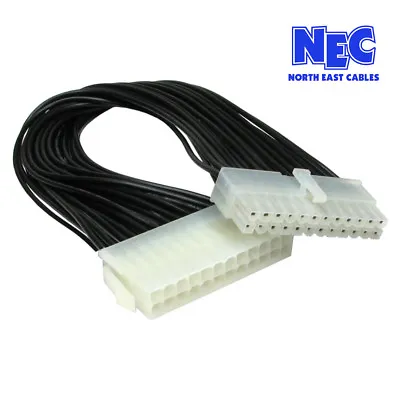 24 Pin Male To Female ATX Power Supply PSU Extension Cable Extender 24cm Length • £4.41