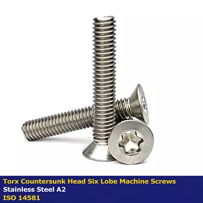 M2 X 4mm TORX COUNTERSUNK SIX LOBE MACHINE SCREWS STAINLESS A2 - ISO 14581 • £2.49