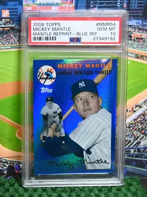 2008 Topps Chrome Blue Refractor #MMR54 Mickey Mantle PSA 10 Gem Mint • $11.25