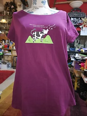 Funny Mountain Life Pink/Purple Cow Tshirt Size 20 PLUS SIZE • £6