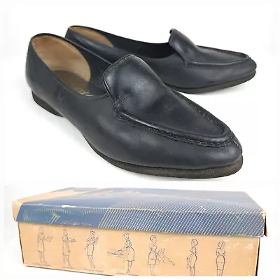 Vintage 40s 50s Womens Leather Loafers Nurse Shoes Cafeteria Waitress Work Sz 10 • $25.49