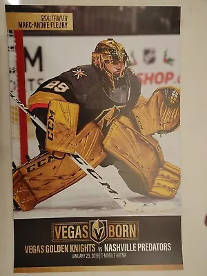 Marc-andre Fleury Vegas Golden Knights Poster 1/23/19 Predators • $15