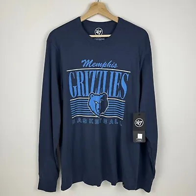 '47 Memphis Grizzlies NBA Long Sleeve Shirt Cotton Blue Mens Medium M • $24.89