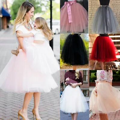 7 Layer Tulle Skirt Girls Vintage Dress 50s Rockabilly Tutu Petticoat Ball Gown • £17.99
