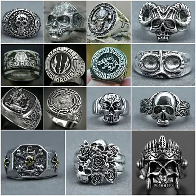$3.55 • Buy Fashion Heavy Gothic Punk Biker Rings Fashion Mens Skull Jewelry Gift Size 6-13