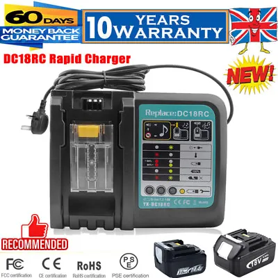 Rapid Battery Charger For Makita DC18RC BL1830 BL1850 BL1860 14.4V-18V UK Plug   • £19.79