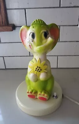 Vtg Mid Century Child's Elephant Table-top Soft Plastic Lamp: Works • $16.99