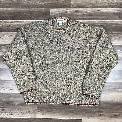 Vintage Eddie Bauer 100% Wool Knit Tan Crewneck Sweater Men's Size 2XL • $29.95