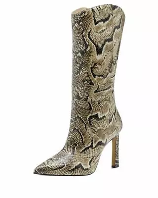 Vince Camuto  Senimda Multi Snake Print Leather Pointed Toe Snake Mid Calf Boots • $49.99