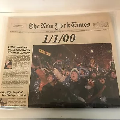 Vintage Y2K Newspaper New York Times January 1 2000 Keepsake Bag New Original • $29.99