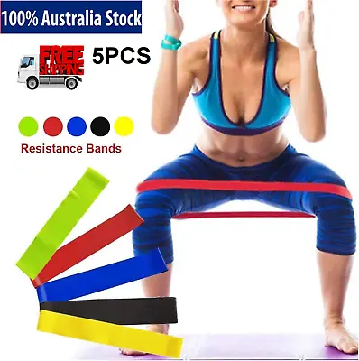 $15.22 • Buy Resistance Loop Band Exercise Fitness Yoga Set Of 5 Workout Latex Band Training