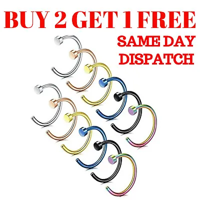 £1.69 • Buy Nose Ring Fake Nose Rings Hoop Lip Small Thin Piercing Surgical Steel Open