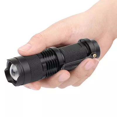 Tactical LED Flashlight MilitaryTorch 3 Modes Zoomable Bright Light Pocket Clip • $18.68