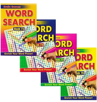 Set Of 4 X Wordsearch Word Search Puzzle Book Travel Brain Books 516 Puzzles • £6.49