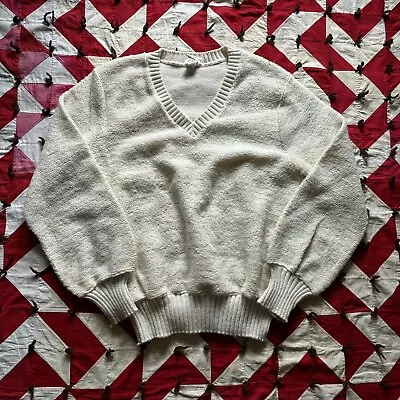 Vintage Montgomery Ward Reverse Pile Pullover Sweater Women’s Large As Is Ivory • $12