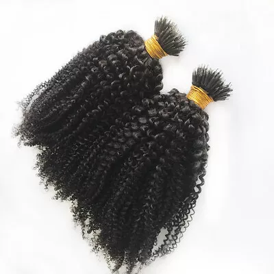 Afro Kinky Curly Nano Ring Remy Human Hair Extensions Micro Beads 100 Strands • $89.24