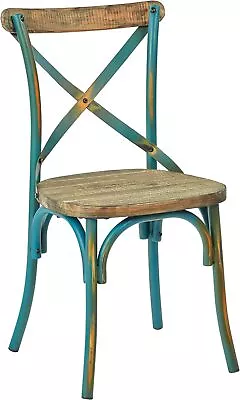 OSP Home Furnishings Somerset X-Back Rustic Walnut Finish And Turquoise  • $132.57