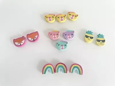 Colorful Mini Erasers 13 Count Bear Fox Rainbow Pineapple - OPEN • $0.99