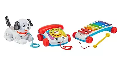 Fisher Price Pull Along Basics Set  3 Fisher Price Toys  Xylophone Phone Dog • $49.95