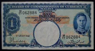 £25 • Buy Malaya, George Vi, 1941,  $1 Dollar,  Banknote, Vf.                         Z5.5