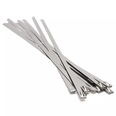 100Pcs 12  Stainless Steel Metal Cable Zip Tie Self Lock Strap Strong Heavy Duty • $15.95