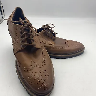 Marc Anthony Mens Size 10.5 M Dress Shoes Brown Black Leather Brogue Lace Oxford • $32.99
