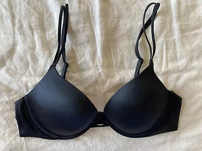 Victoria's Secret 34C VERY SEXY Push Up Bra BLACK ~ Center Rhinestones ~ NICE!! • $7.99