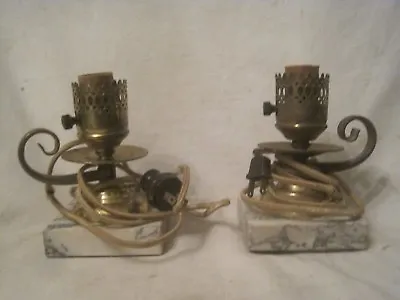 Parts / Repair Vintage Pair Marble Base Electric Lamp Lights Light Decor • $29.75