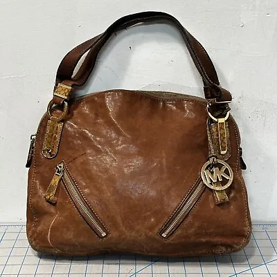 Michael Kors Collection “Matilda” Tonne Brown Leather Hobo Shoulder Bag Purse • $55